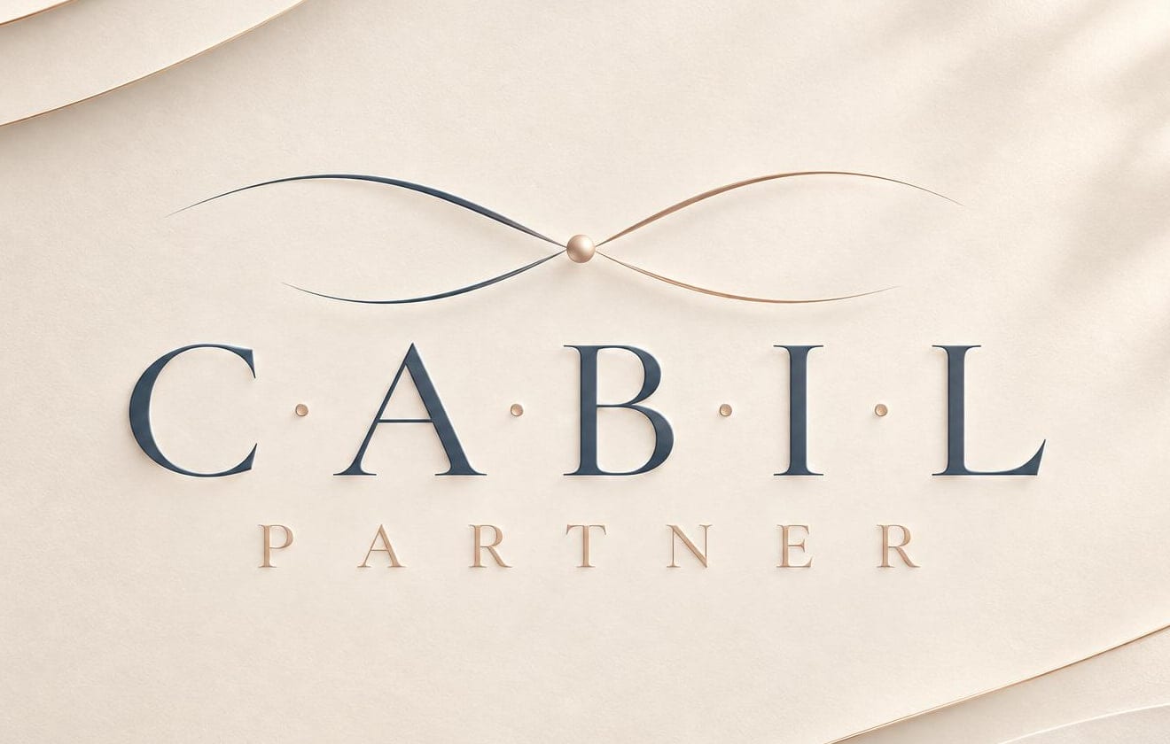 CabilPartner : lemniscate navy et rose ambré, logotype C·A·B·I·L Partner